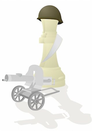 simsearch:400-04394601,k - Chessmen styled soldiers and military equipment. Illustration on a white background Foto de stock - Royalty-Free Super Valor e Assinatura, Número: 400-04877956