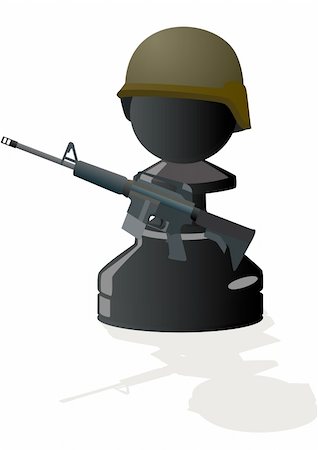 simsearch:400-04394601,k - Chessmen styled soldiers and military equipment. Illustration on a white background Foto de stock - Royalty-Free Super Valor e Assinatura, Número: 400-04877953