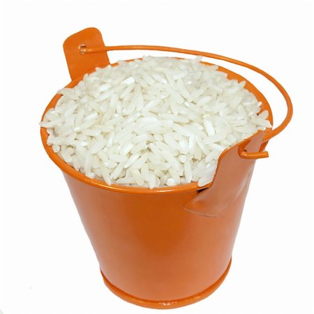 Bucket and Long white rice on white background Stock Photo - Budget Royalty-Free & Subscription, Code: 400-04878094