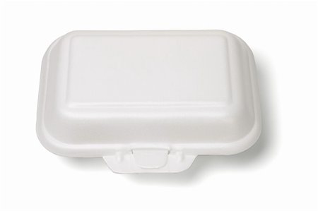 polystyrène - Elevated view of closed Styrofoam box on white background Photographie de stock - Aubaine LD & Abonnement, Code: 400-04878331
