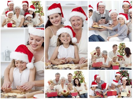 Collage of families enjoying celebration moments together at home Stock Photo - Budget Royalty-Free & Subscription, Code: 400-04878504