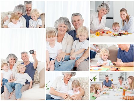 simsearch:400-04878558,k - Collage of a family enjoying different moments together at home Stock Photo - Budget Royalty-Free & Subscription, Code: 400-04878502