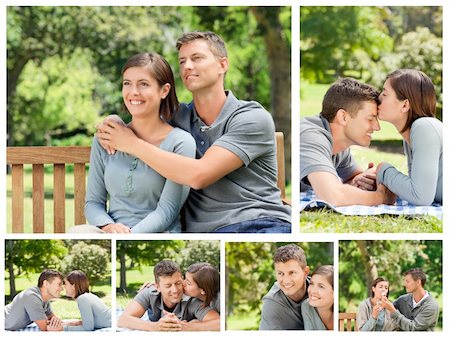 Collage of a lovely couple enjoying moments together in a park Stock Photo - Budget Royalty-Free & Subscription, Code: 400-04878567