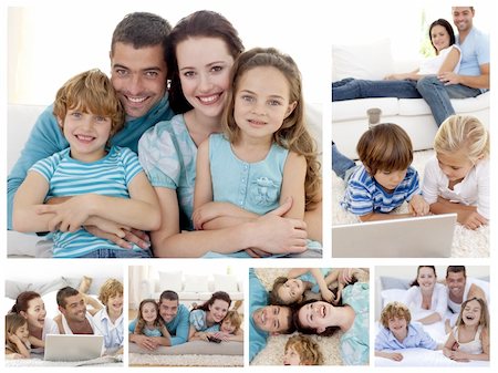 Collage of a family spending moments together at home Stock Photo - Budget Royalty-Free & Subscription, Code: 400-04878592