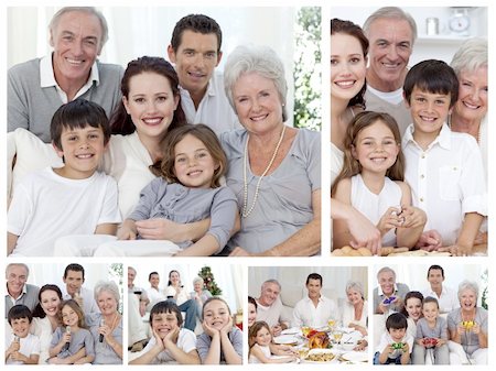 simsearch:400-04878558,k - Collage of a whole family sharing moments together at home Stock Photo - Budget Royalty-Free & Subscription, Code: 400-04878593