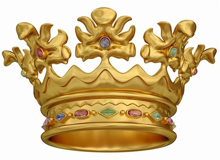 diadème - Gold crown with gems isolated on white background Stock Photo - Budget Royalty-Free & Subscription, Code: 400-04878894