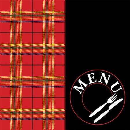 simsearch:400-04393497,k - Menu Card Design - Cutlery Icon on Tartan Background Stock Photo - Budget Royalty-Free & Subscription, Code: 400-04879049
