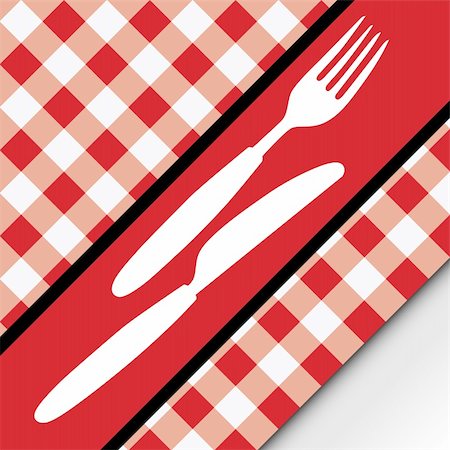 red gingham background - Menu Card - Red and White Gingham Texture and Cutlery Stock Photo - Budget Royalty-Free & Subscription, Code: 400-04879053