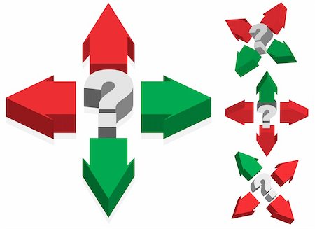 simsearch:400-06567183,k - Question Mark and Red and Green Arrows - Finding Right Way Stock Photo - Budget Royalty-Free & Subscription, Code: 400-04879071