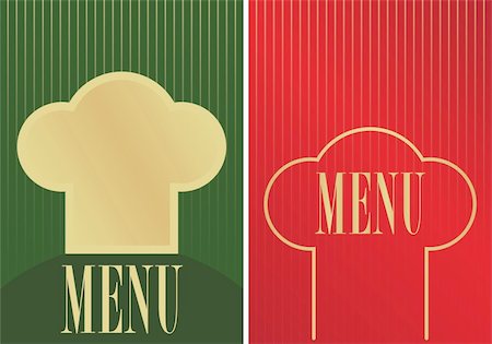 simsearch:400-04393497,k - Menu Cards With Sign and Chef Hat Silhouette in Two Colors Stock Photo - Budget Royalty-Free & Subscription, Code: 400-04879072