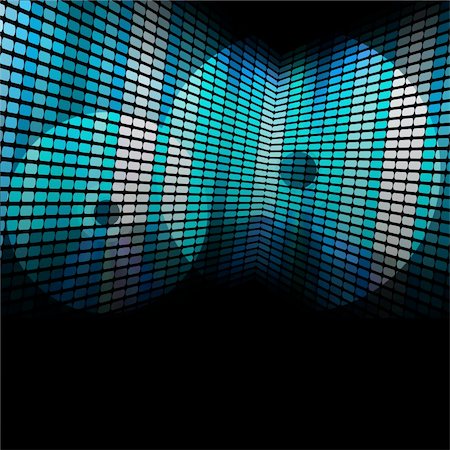 equalizer - Party Background - CD Compact Discs and Blue Equalizer on Black Background Stockbilder - Microstock & Abonnement, Bildnummer: 400-04879084