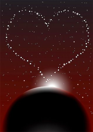romance and stars in the sky - Valentine Night Sky Background - Heart Shaped Stars and Planet on  Night  Background Stock Photo - Budget Royalty-Free & Subscription, Code: 400-04879092