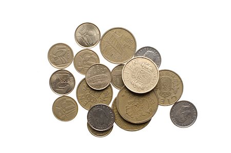 peseta - Pile of old spanish coins ("pesetas", pre-euro), isolated on white background. Stock Photo - Budget Royalty-Free & Subscription, Code: 400-04879493