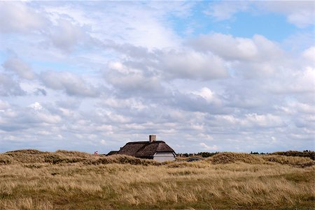 simsearch:400-04879625,k - Sommerhouse and Danish flag in the dune a summer day. Photographie de stock - Aubaine LD & Abonnement, Code: 400-04879625