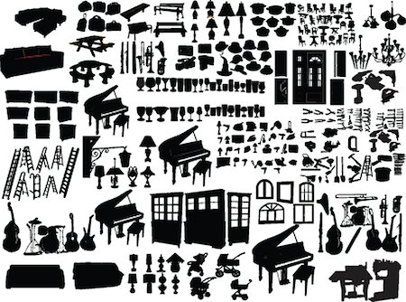 big collection of home items - vector Stock Photo - Budget Royalty-Free & Subscription, Code: 400-04879693