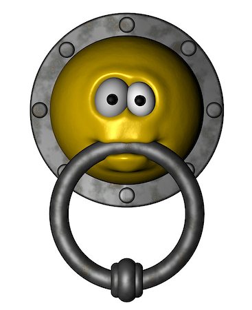 smiley doorknocker on white background - 3d illustration Stock Photo - Budget Royalty-Free & Subscription, Code: 400-04879742