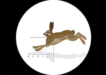 Running hare in the grid optical sight hunting rifles Stock Photo - Budget Royalty-Free & Subscription, Code: 400-04879963
