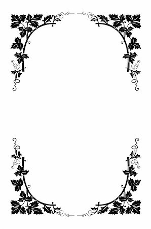vector floral border black and white, easy to recolored Stock Photo - Budget Royalty-Free & Subscription, Code: 400-04870072