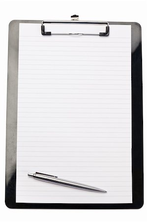 simsearch:400-04085316,k - Angled pen at the bottom of note pad on a white background Stock Photo - Budget Royalty-Free & Subscription, Code: 400-04870116