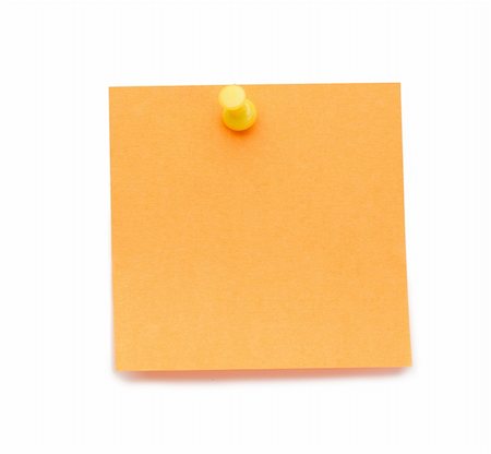 errand - Orange post-it with drawing pin on a white background Stock Photo - Budget Royalty-Free & Subscription, Code: 400-04870139