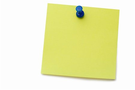 finger knot reminder - Yellow post-it with drawing pin on a white background Stock Photo - Budget Royalty-Free & Subscription, Code: 400-04870142