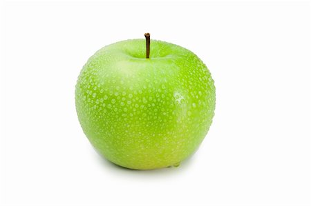 Green wet apple on a white background Stock Photo - Budget Royalty-Free & Subscription, Code: 400-04870155