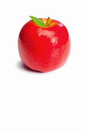 simsearch:400-04266693,k - Red apple and its leaf on a white background Foto de stock - Super Valor sin royalties y Suscripción, Código: 400-04870152