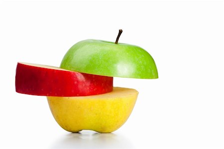 simsearch:400-06074731,k - Combination of green, yellow and red apples on a white background Foto de stock - Royalty-Free Super Valor e Assinatura, Número: 400-04870165