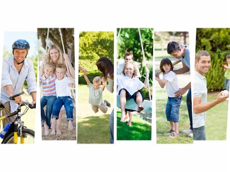 Montage of children having fun with their parents outside Stock Photo - Budget Royalty-Free & Subscription, Code: 400-04870283