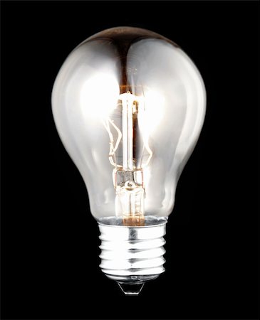 electric bulb lightened isolated on black background Photographie de stock - Aubaine LD & Abonnement, Code: 400-04870310