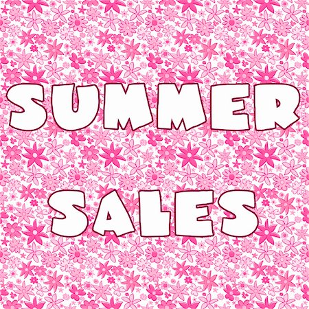 flower sale - Background with pink stylized flowers and banner with Summer Sales Stock Photo - Budget Royalty-Free & Subscription, Code: 400-04870498