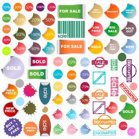 simsearch:400-04284156,k - Set of colored promotional elements, stickers and stamps Photographie de stock - Aubaine LD & Abonnement, Code: 400-04870518