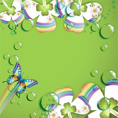 simsearch:400-04391971,k - Clover with drops of water over green background Photographie de stock - Aubaine LD & Abonnement, Code: 400-04870537