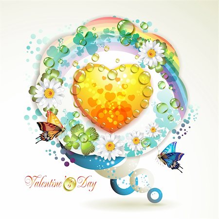 simsearch:400-05894205,k - Valentine's day card. Heart and butterflies over springtime background Stock Photo - Budget Royalty-Free & Subscription, Code: 400-04870539