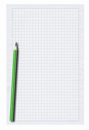 simsearch:400-06568755,k - squared paper and green pencil on white background Stock Photo - Budget Royalty-Free & Subscription, Code: 400-04870727