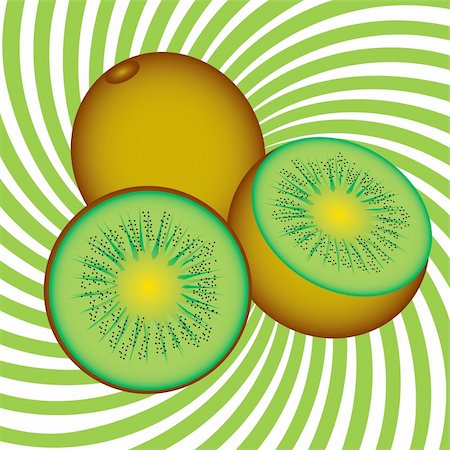 simsearch:400-07061592,k - Ripe kiwi. Illustration on an abstract green background Stock Photo - Budget Royalty-Free & Subscription, Code: 400-04870861