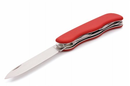 Red folding multi-functional knife on the white background. Stock Photo - Budget Royalty-Free & Subscription, Code: 400-04871813