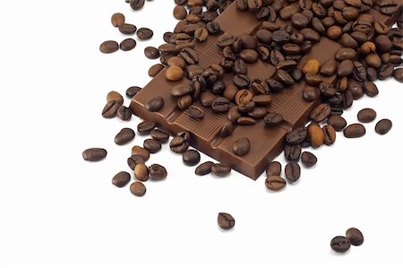 simsearch:400-05230772,k - chocolate bar and coffee beans on white background Foto de stock - Royalty-Free Super Valor e Assinatura, Número: 400-04871984