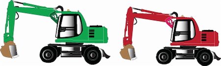 two excavator - vector Stock Photo - Budget Royalty-Free & Subscription, Code: 400-04872031