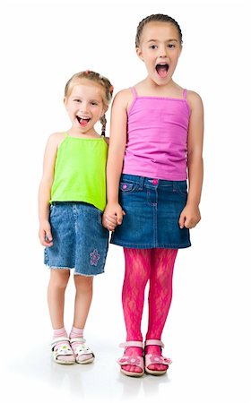 fun happy colorful background images - Cute little girls isolated on white background Foto de stock - Super Valor sin royalties y Suscripción, Código: 400-04872044