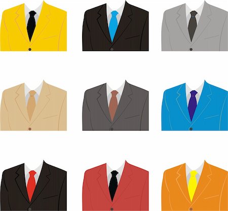 shirt and tie and jacket vector - Fashionable clothes. A man's suit. A collection of suits Stock Photo - Budget Royalty-Free & Subscription, Code: 400-04872240