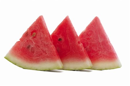 red water melon - Three pieces of watermelon isolated over white. Photographie de stock - Aubaine LD & Abonnement, Code: 400-04872314