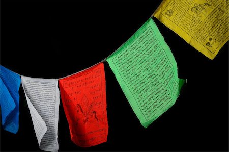 Tibetan prayer flags isolated on black. Stock Photo - Budget Royalty-Free & Subscription, Code: 400-04872577