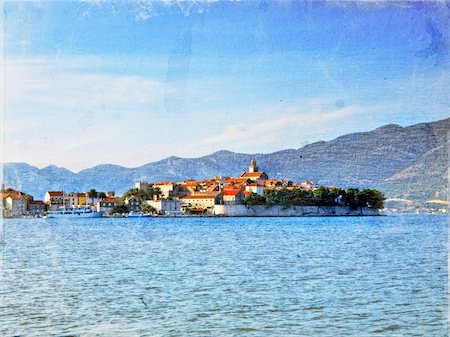 Old pictorial Korcula town in Croatia. Artistic picture Photographie de stock - Aubaine LD & Abonnement, Code: 400-04872671