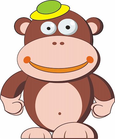 red ape - funny monkey cartoon, isolated on White Stock Photo - Budget Royalty-Free & Subscription, Code: 400-04872727