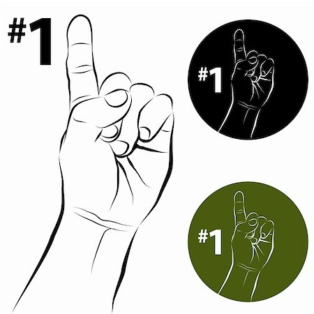 finger number one vector - An image of a number one hand gesture line drawing. Stock Photo - Budget Royalty-Free & Subscription, Code: 400-04873343