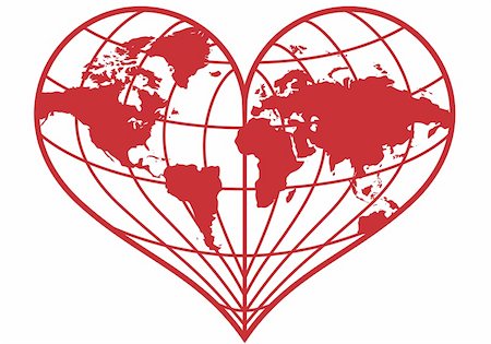 simsearch:400-07033041,k - heart shaped red earth globe, vector illustration Stock Photo - Budget Royalty-Free & Subscription, Code: 400-04873418