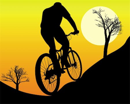 extreme bicycle vector - mountain biker on an orange background Stock Photo - Budget Royalty-Free & Subscription, Code: 400-04873983