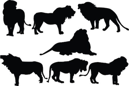 paintings on forest animals - lions collection - vector Stock Photo - Budget Royalty-Free & Subscription, Code: 400-04884772