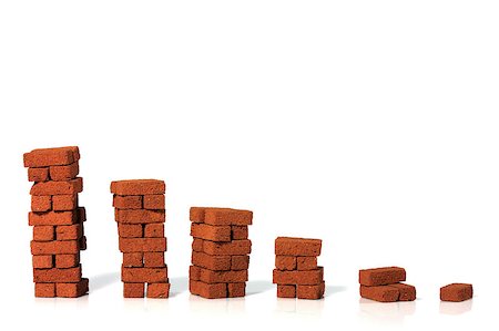 Brick columns increasing in height, on a white background Stock Photo - Budget Royalty-Free & Subscription, Code: 400-04884970